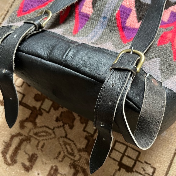 Vintage Kilim Wool Turkish Woven Rug Carpet Bag Backpack Purse - Picture 9 of 12